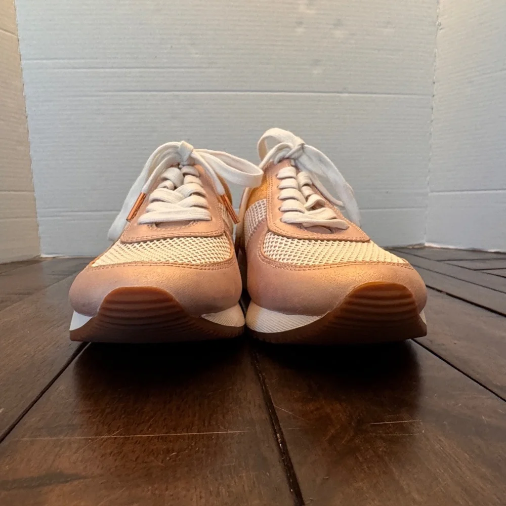 Michael Kors Womens Allie Trainer Leather Rose Gold Pink Sneaker Shoes 7.5 M